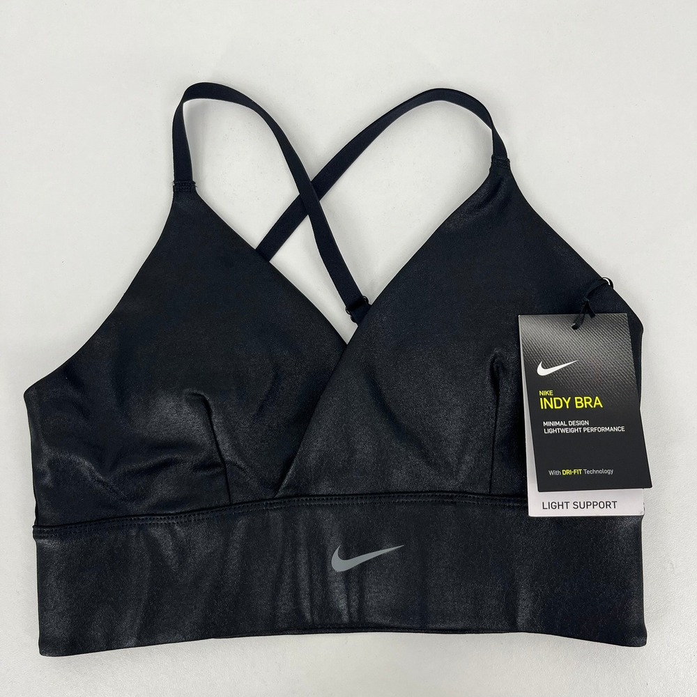 Nike Indy Bra Womens Small Black Metallic Dri-FIT Light Support CT3751-010 NEW